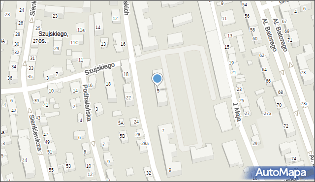 Nowy Sącz, 1 Pułku Strzelców Podhalańskich, 5, mapa Nowego Sącza