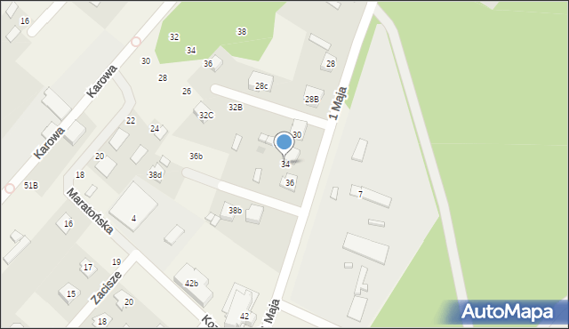 Okuniew, 1 Maja, 34, mapa Okuniew