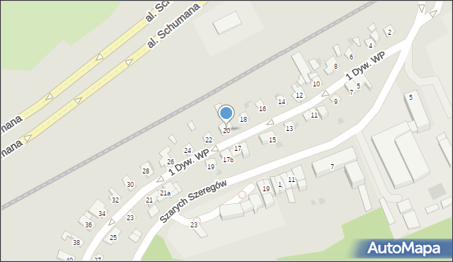 Olsztyn, 1 Dywizji Wojska Polskiego, 20, mapa Olsztyna