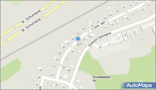 Olsztyn, 1 Dywizji Wojska Polskiego, 23, mapa Olsztyna