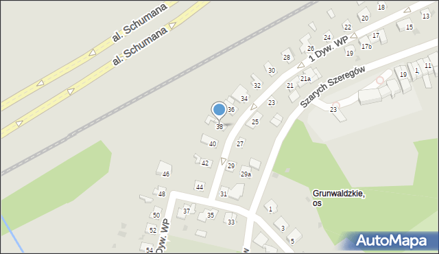 Olsztyn, 1 Dywizji Wojska Polskiego, 38, mapa Olsztyna