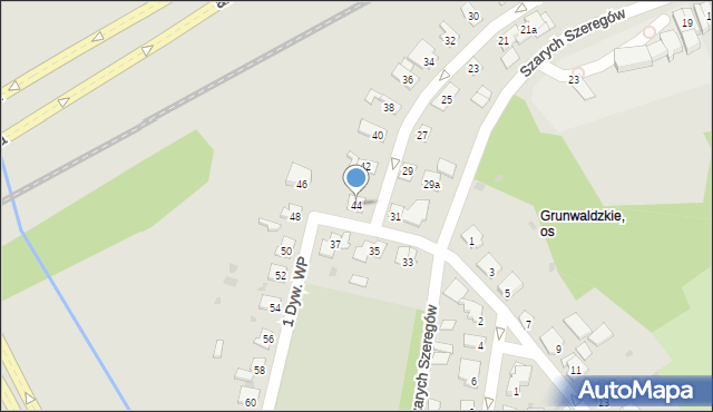 Olsztyn, 1 Dywizji Wojska Polskiego, 44, mapa Olsztyna