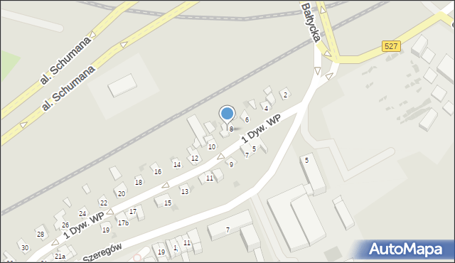 Olsztyn, 1 Dywizji Wojska Polskiego, 8a, mapa Olsztyna