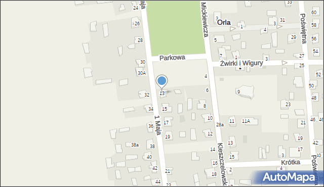 Orla, 1 Maja, 13, mapa Orla