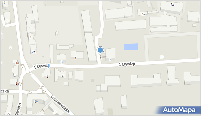 Ostróda, 1 Dywizji, 1, mapa Ostróda