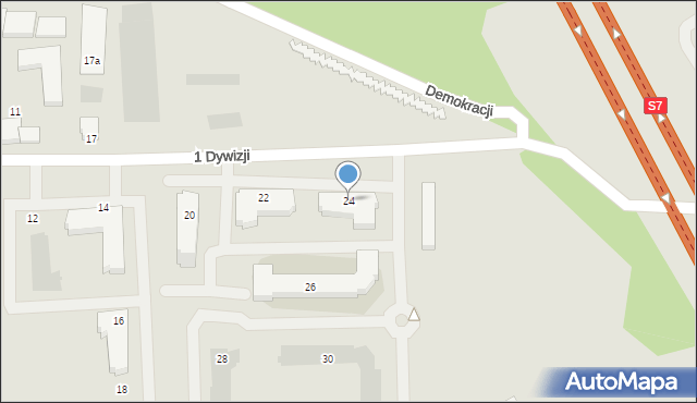 Ostróda, 1 Dywizji, 24, mapa Ostróda