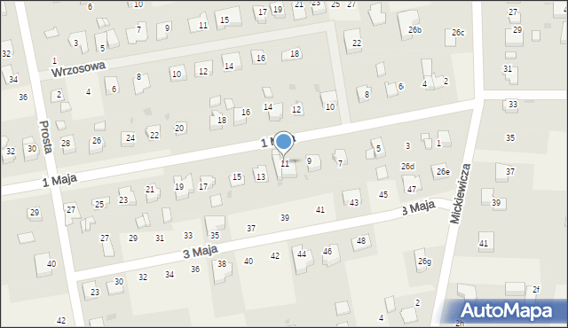 Pawłowice, 1 Maja, 11, mapa Pawłowice
