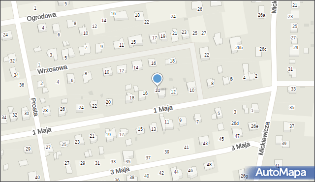 Pawłowice, 1 Maja, 14, mapa Pawłowice