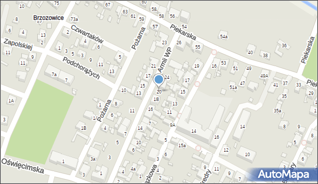 Piekary Śląskie, 1 Armii Wojska Polskiego, 20, mapa Piekary Śląskie