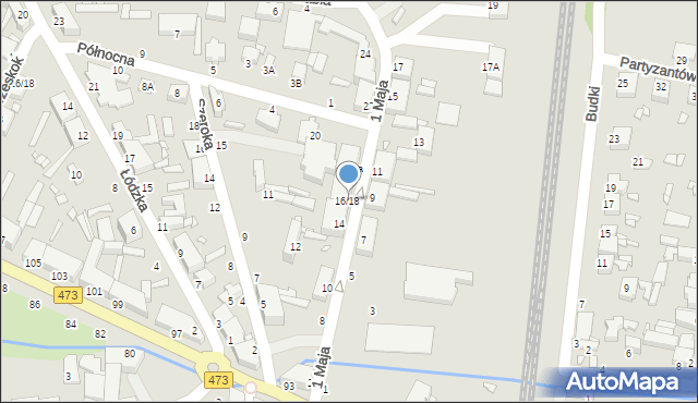 Piotrków Trybunalski, 1 Maja, 16/18, mapa Piotrków Trybunalski