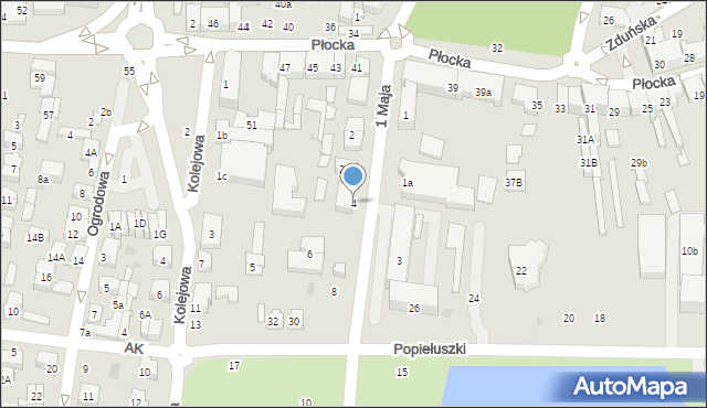 Płońsk, 1 Maja, 4, mapa Płońsk