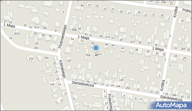 Poddębice, 1 Maja, 48, mapa Poddębice