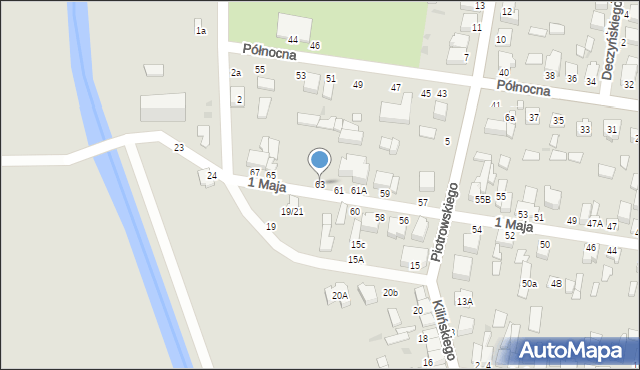 Poddębice, 1 Maja, 63, mapa Poddębice