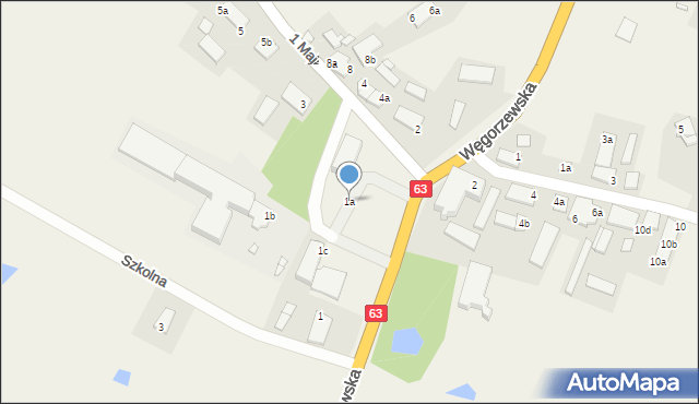 Pozezdrze, 1 Maja, 1a, mapa Pozezdrze