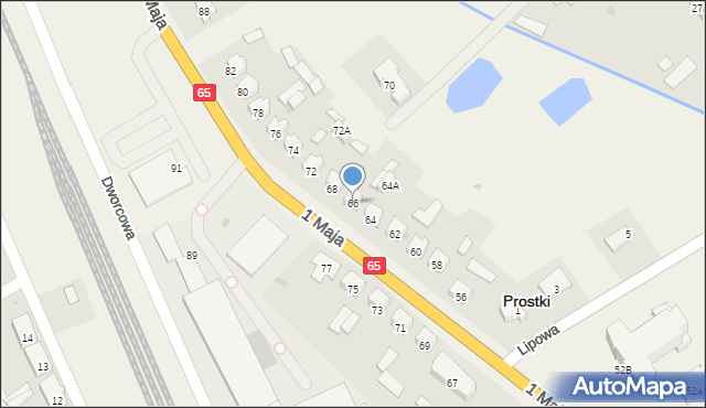 Prostki, 1 Maja, 66, mapa Prostki