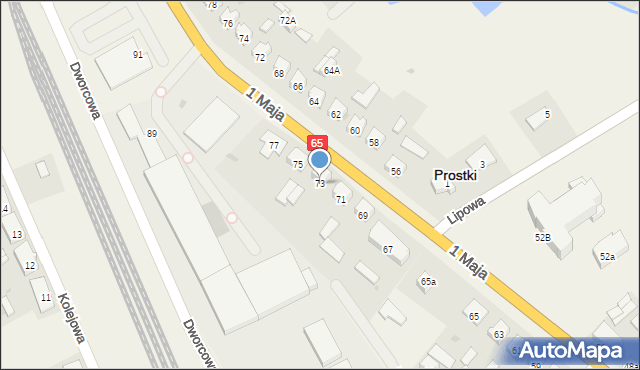 Prostki, 1 Maja, 73, mapa Prostki