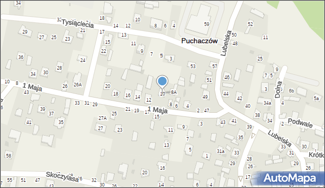 Puchaczów, 1 Maja, 10, mapa Puchaczów