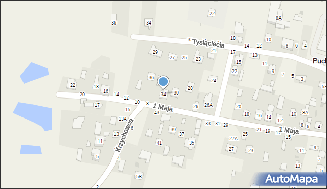 Puchaczów, 1 Maja, 34, mapa Puchaczów