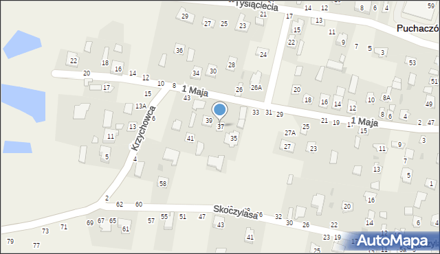 Puchaczów, 1 Maja, 37, mapa Puchaczów