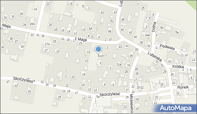 Puchaczów, 1 Maja, 7, mapa Puchaczów
