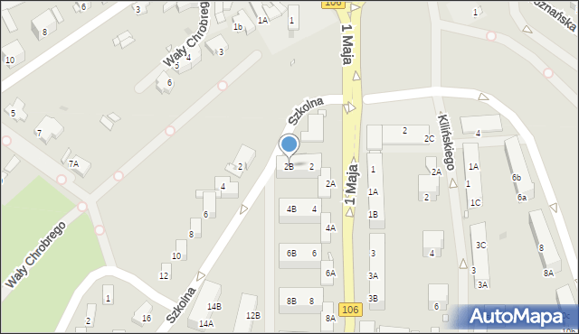 Pyrzyce, 1 Maja, 2B, mapa Pyrzyce
