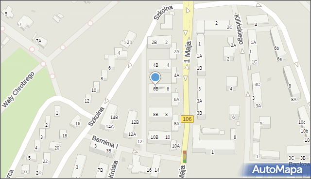 Pyrzyce, 1 Maja, 6B, mapa Pyrzyce