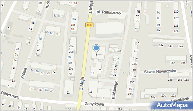 Pyrzyce, 1 Maja, 9, mapa Pyrzyce