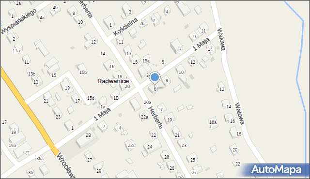 Radwanice, 1 Maja, 6, mapa Radwanice