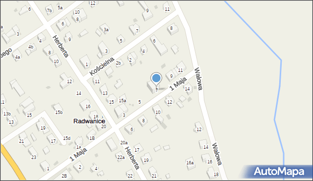 Radwanice, 1 Maja, 7, mapa Radwanice