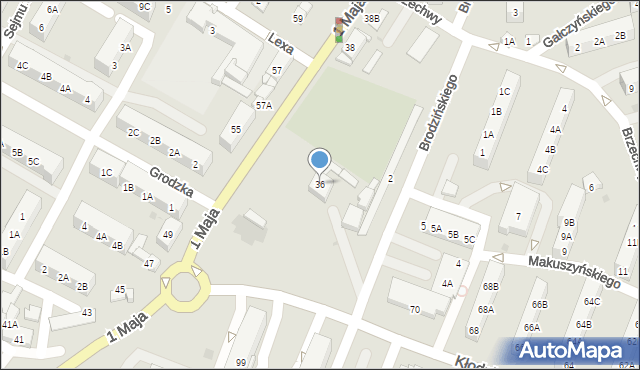 Ruda Śląska, 1 Maja, 36, mapa Rudy Śląskiej