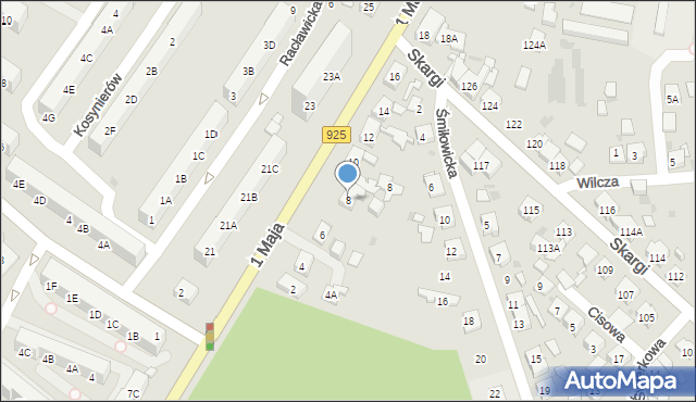 Ruda Śląska, 1 Maja, 8, mapa Rudy Śląskiej
