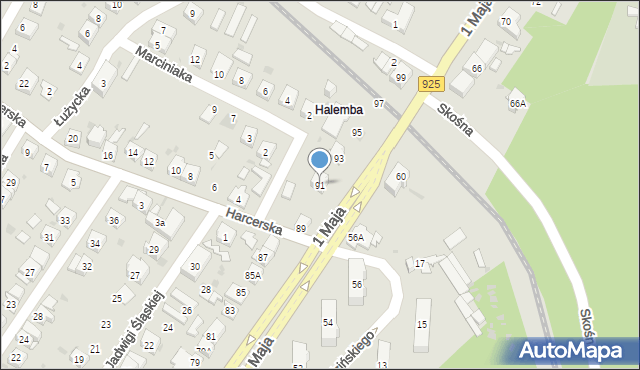 Ruda Śląska, 1 Maja, 91, mapa Rudy Śląskiej