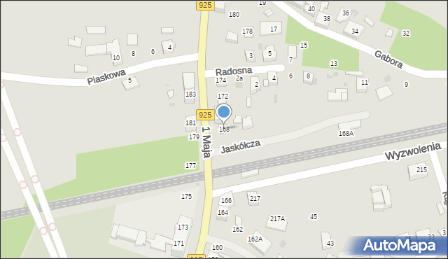 Ruda Śląska, 1 Maja, 168, mapa Rudy Śląskiej