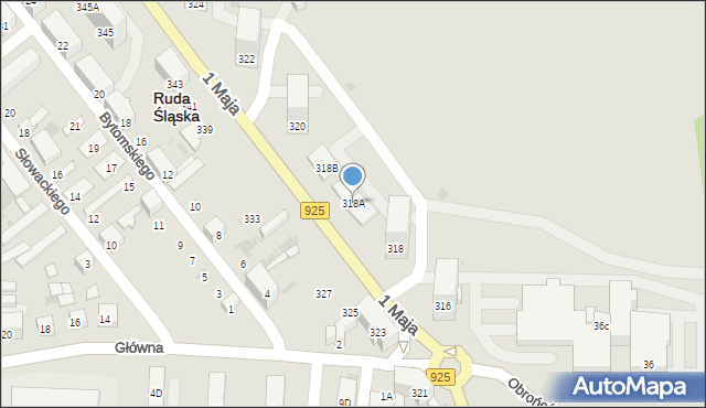 Ruda Śląska, 1 Maja, 318A, mapa Rudy Śląskiej