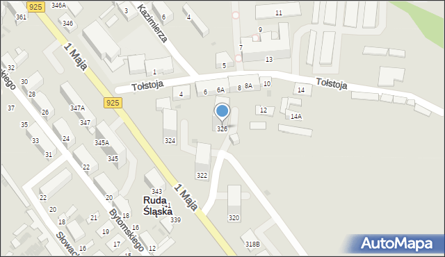 Ruda Śląska, 1 Maja, 326, mapa Rudy Śląskiej