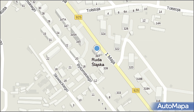 Ruda Śląska, 1 Maja, 343, mapa Rudy Śląskiej