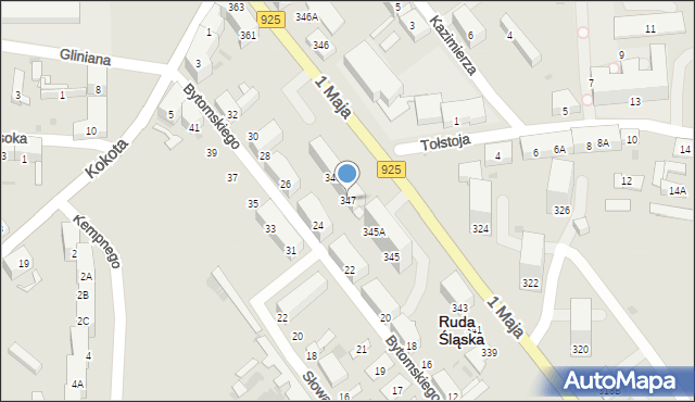 Ruda Śląska, 1 Maja, 347, mapa Rudy Śląskiej