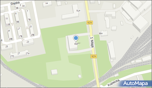 Rybnik, 1 Maja, 91b, mapa Rybnika