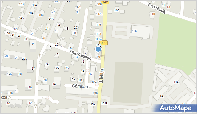 Rybnik, 1 Maja, 99, mapa Rybnika