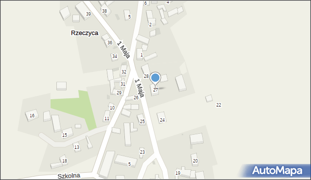 Rzeczyca, 1 Maja, 27, mapa Rzeczyca