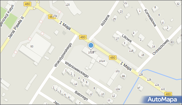 Sieradz, 1 Maja, 101B, mapa Sieradz