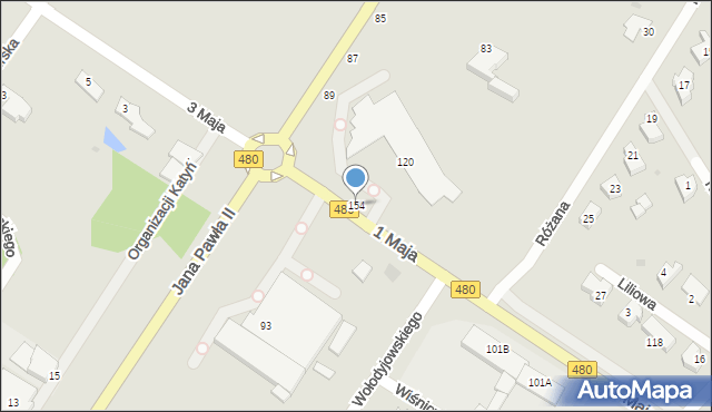 Sieradz, 1 Maja, 154, mapa Sieradz