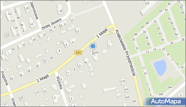 Sieradz, 1 Maja, 1b, mapa Sieradz