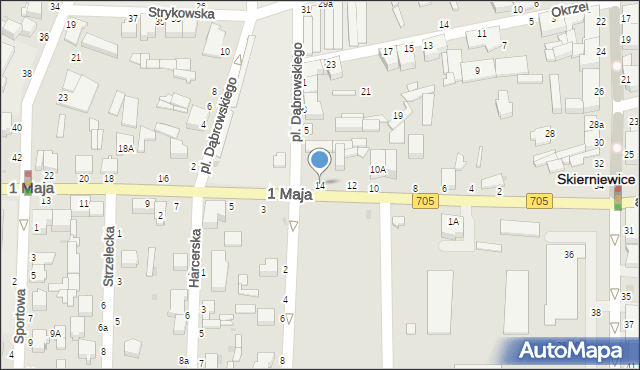 Skierniewice, 1 Maja, 14, mapa Skierniewic