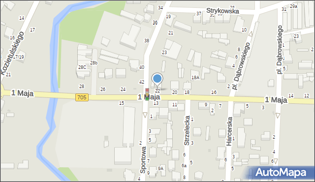 Skierniewice, 1 Maja, 22, mapa Skierniewic