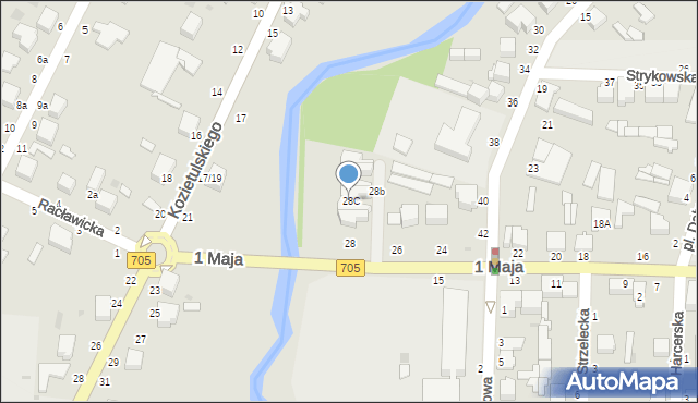 Skierniewice, 1 Maja, 28C, mapa Skierniewic