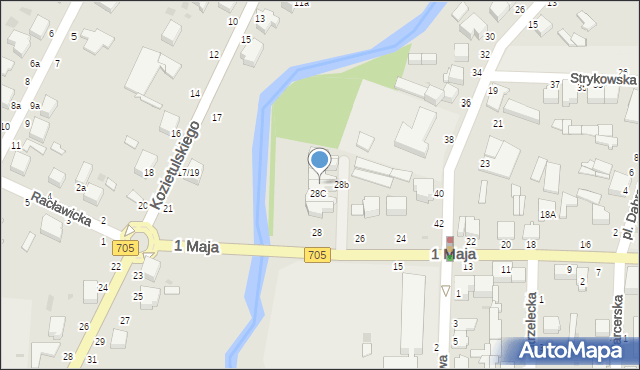 Skierniewice, 1 Maja, 28D, mapa Skierniewic