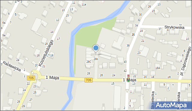 Skierniewice, 1 Maja, 28e, mapa Skierniewic