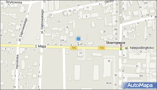 Skierniewice, 1 Maja, 6, mapa Skierniewic