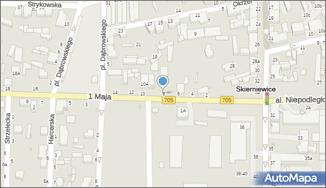 Skierniewice, 1 Maja, 8, mapa Skierniewic